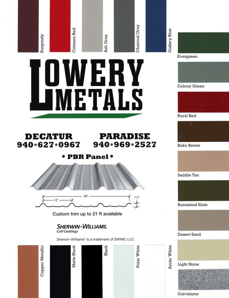 Lowery Color Chart - Lowery Metals